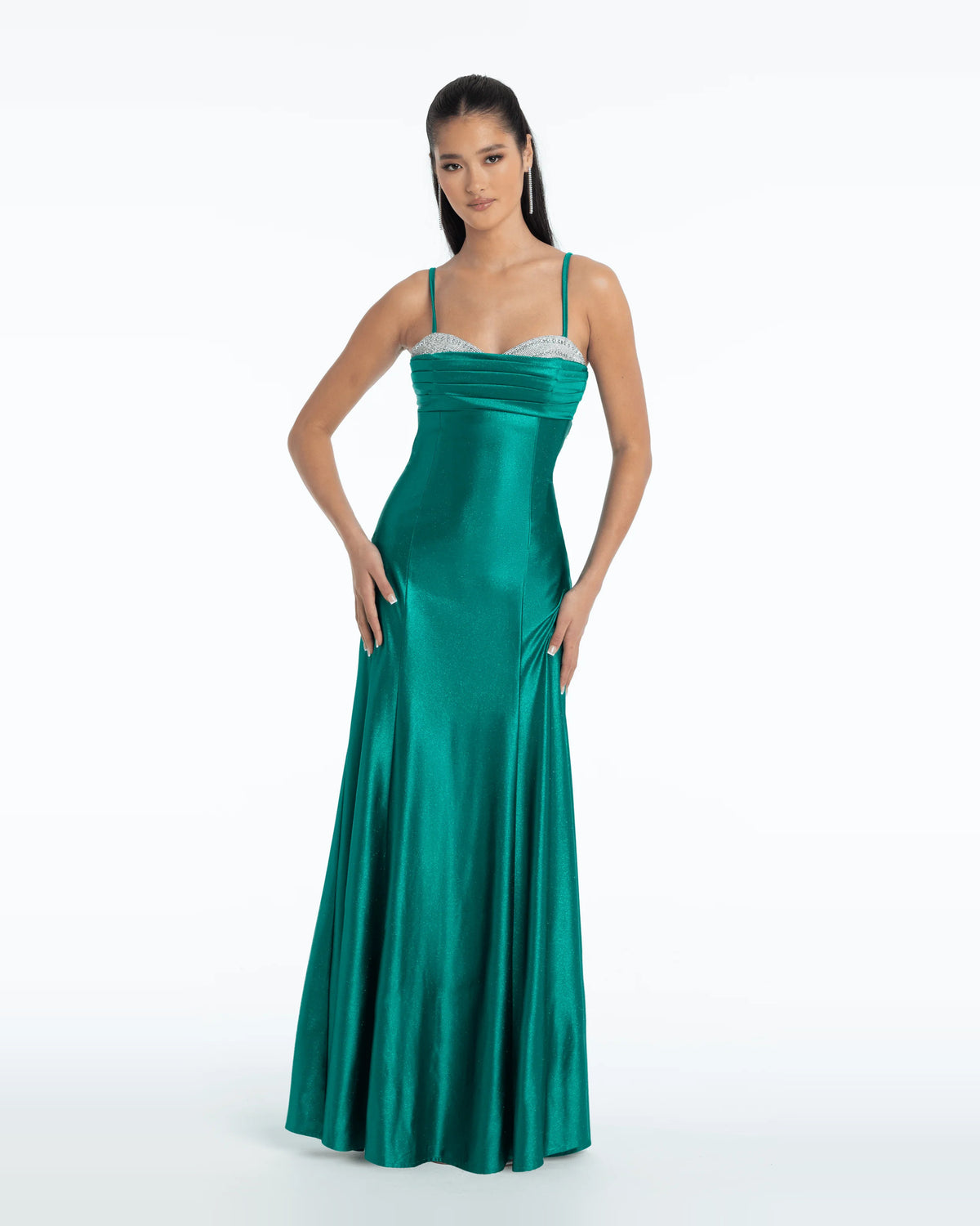 Ruched Pleated Column Maxi Prom Dress for Hotel Gala