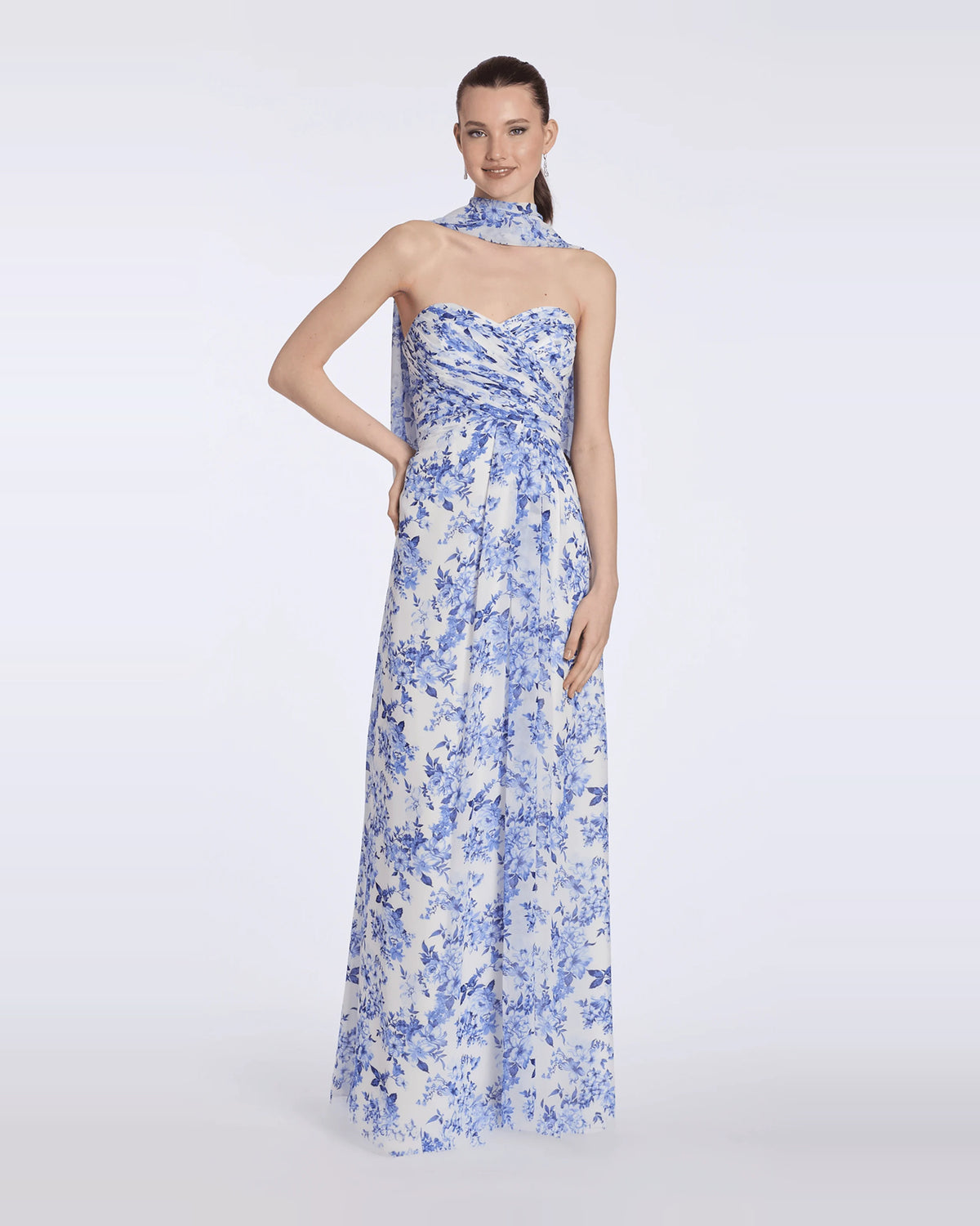 Pleated Strapless Column Maxi Prom Dress for Winter Formal