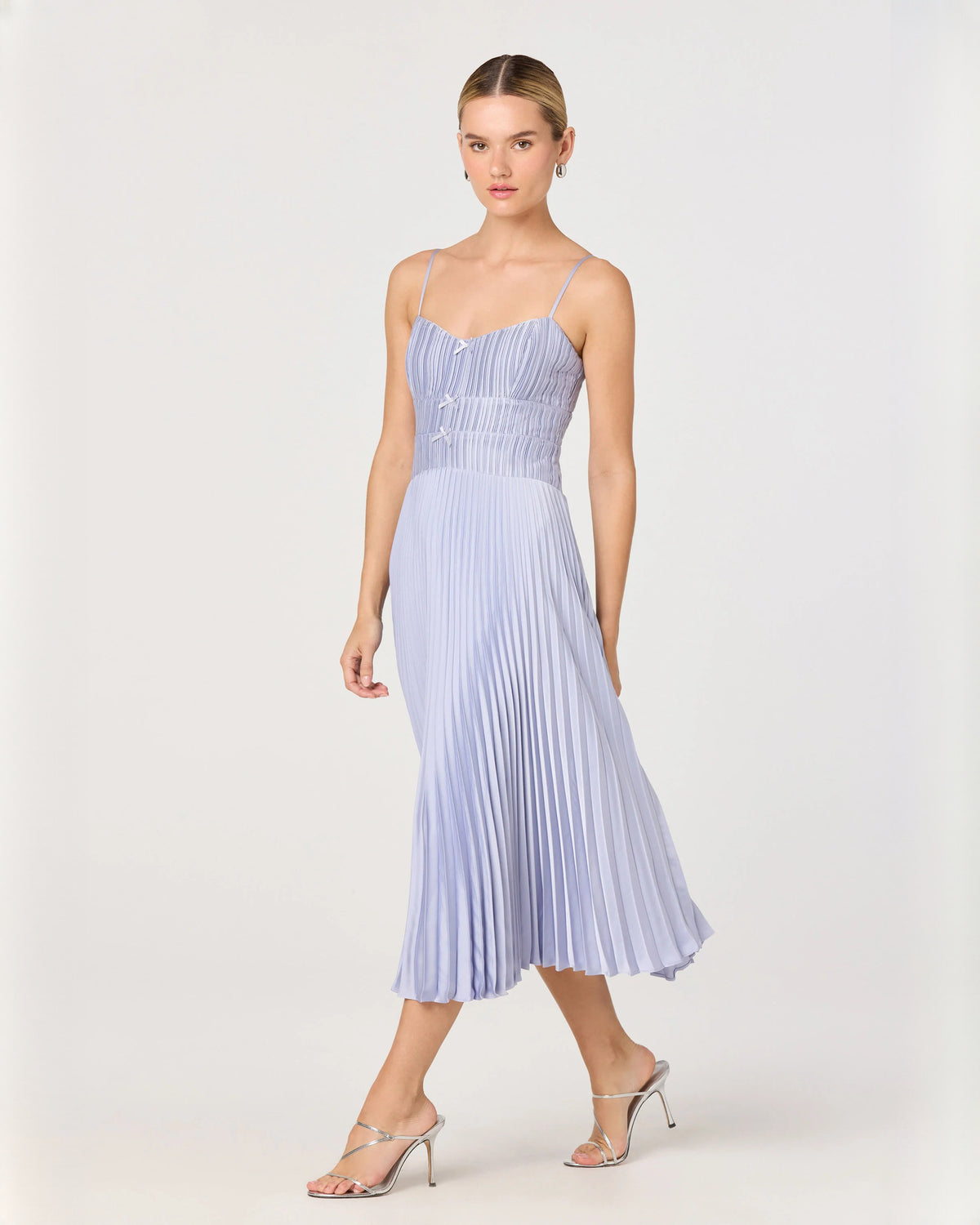 Graceful Evening Event Sleeveless Chiffon A-Line Midi Bridesmaid Dress