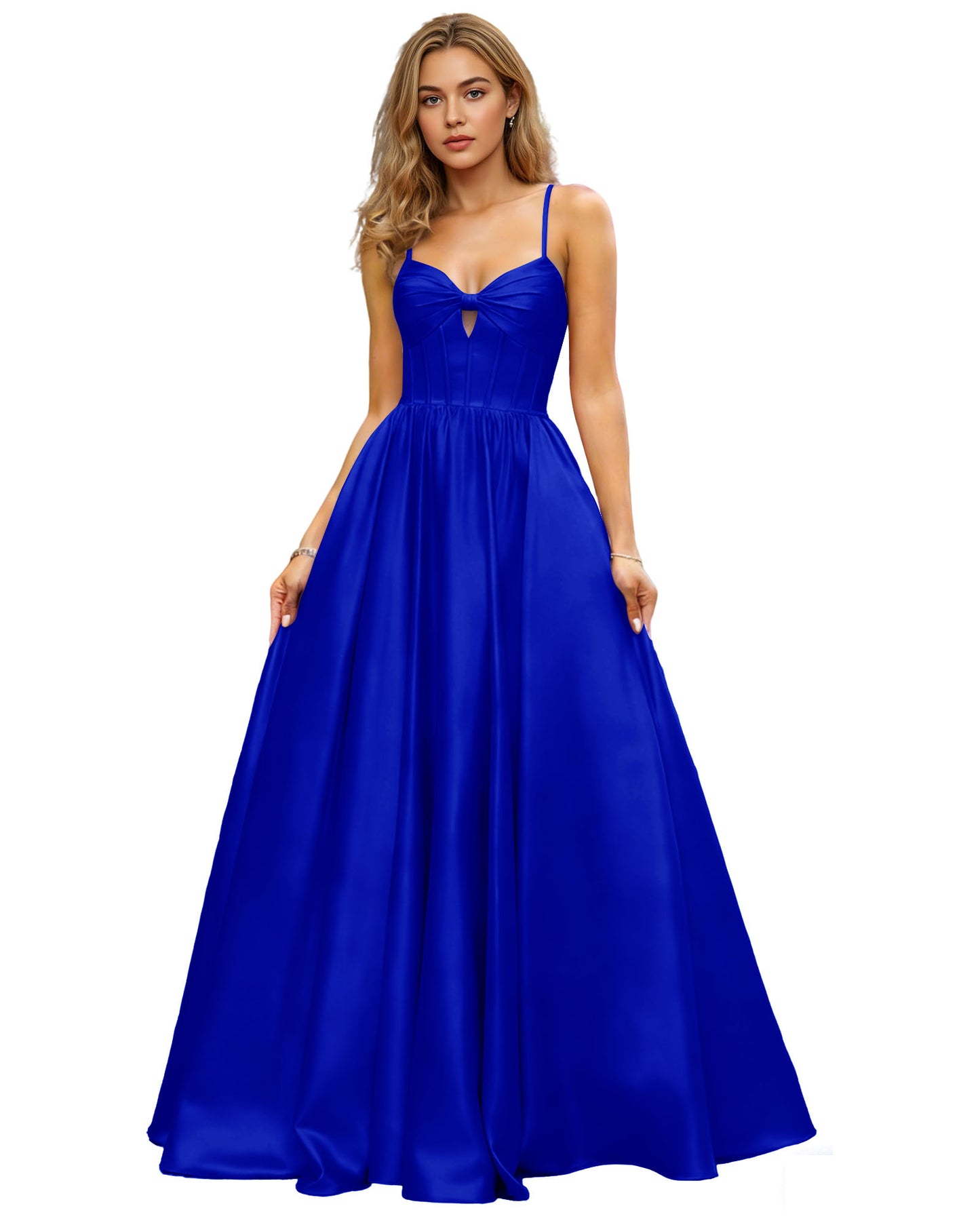 Spaghetti Strap Chiffon Empire Waist Prom Dress with Flowing dress