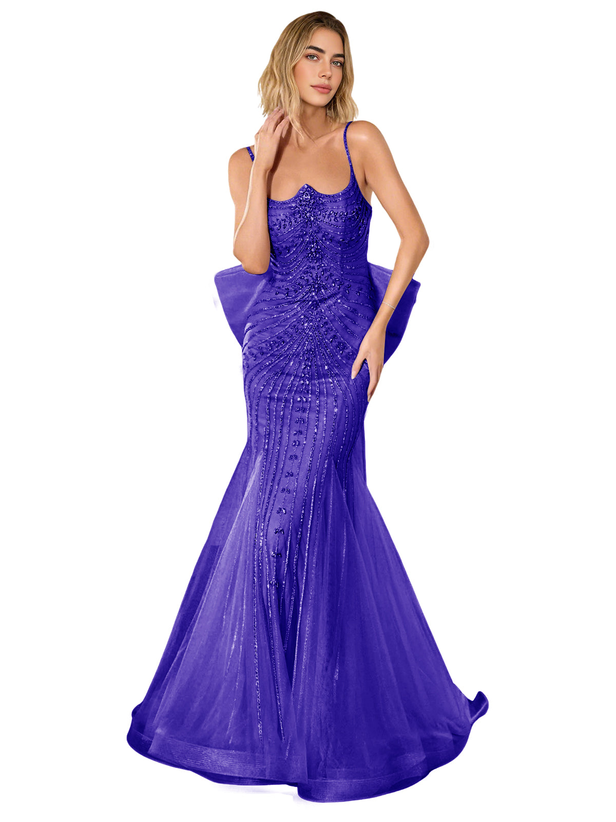 Strapless Lace Trumpet Prom Dress with Corset Back and Sweep Train