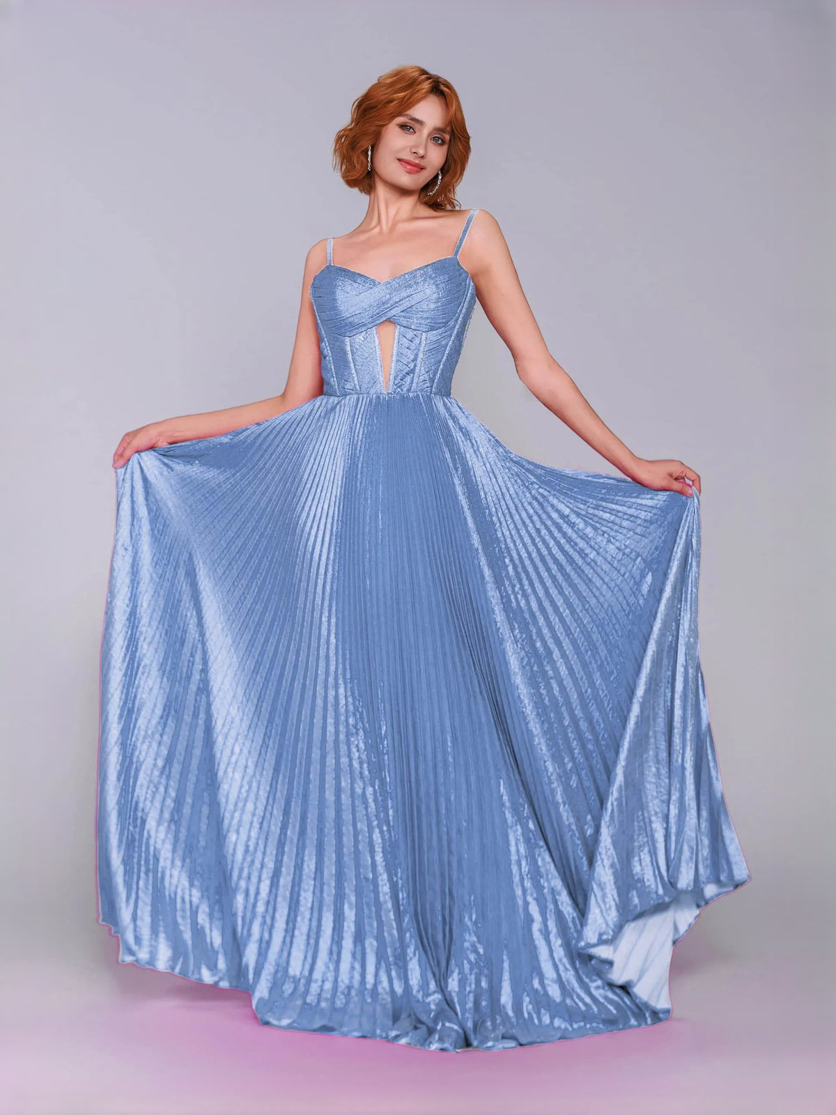 Ruched Pleated Sweetheart A-Line Floor-Length Satin Prom Dress for Winter Formal