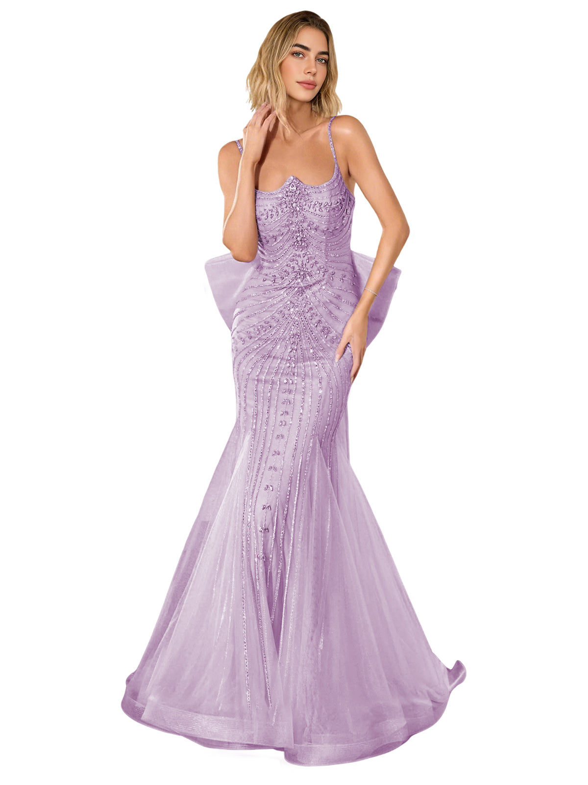 Strapless Lace Trumpet Prom Dress with Corset Back and Sweep Train