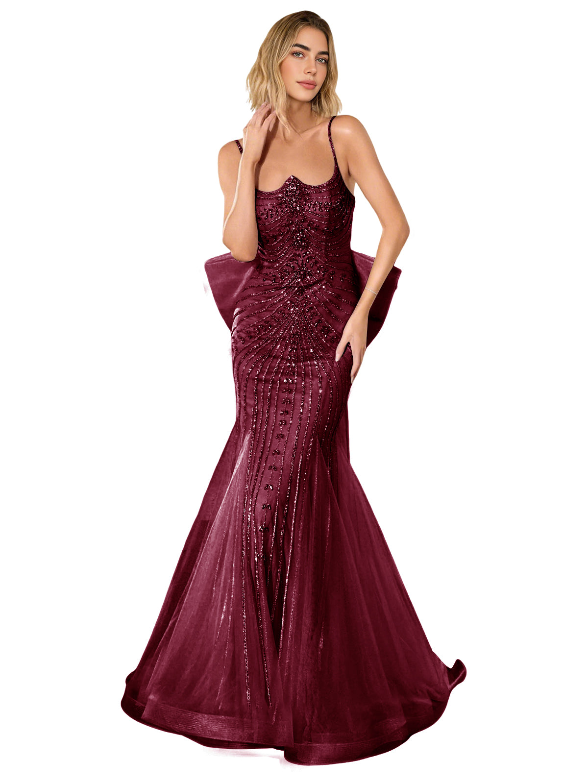 Strapless Lace Trumpet Prom Dress with Corset Back and Sweep Train