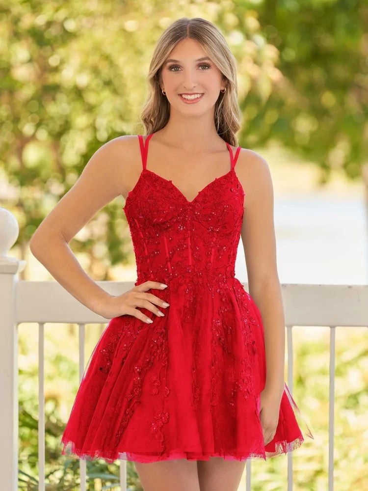 Corset Sweetheart A-Line Mini Tulle Homecoming Dress for Evening Ceremony