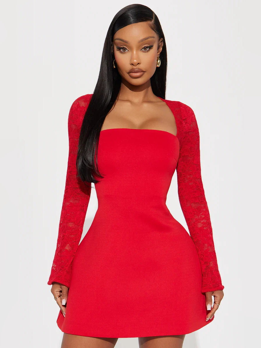 Floral Square Neck Bodycon Mini Homecoming Dress for Festive Dinner