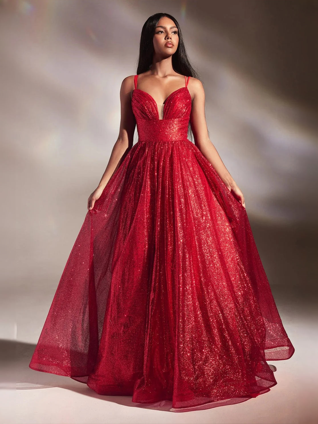 Glitter Sweetheart A-Line Floor-Length Tulle Prom Dress for Spring Formal