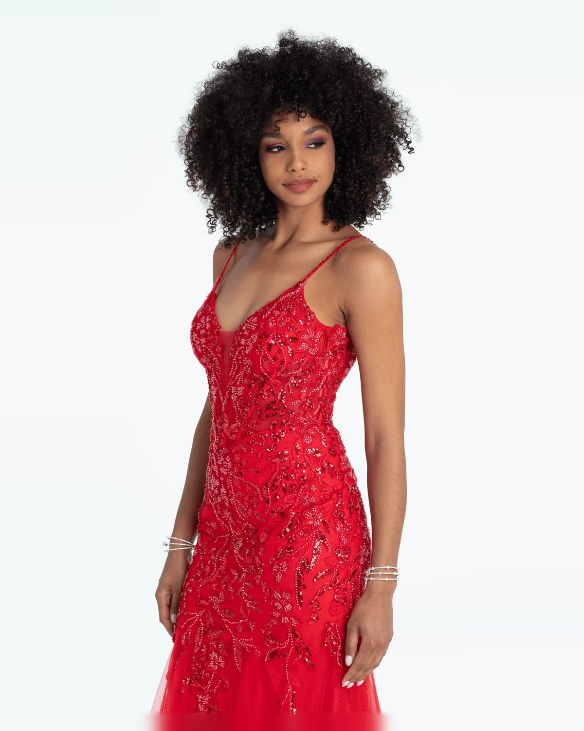 Corset Beaded Plunging Neckline Mermaid Floor-Length Prom Dress for Formal Party