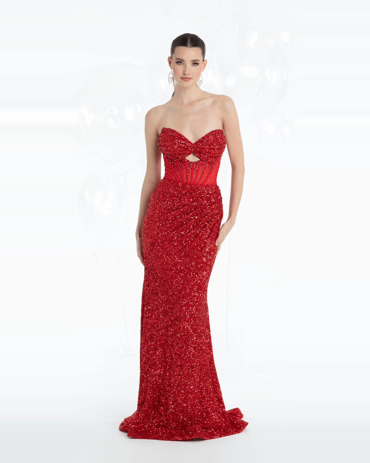 Corset Sequin Strapless Trumpet Maxi Prom Dress for Black Tie Event