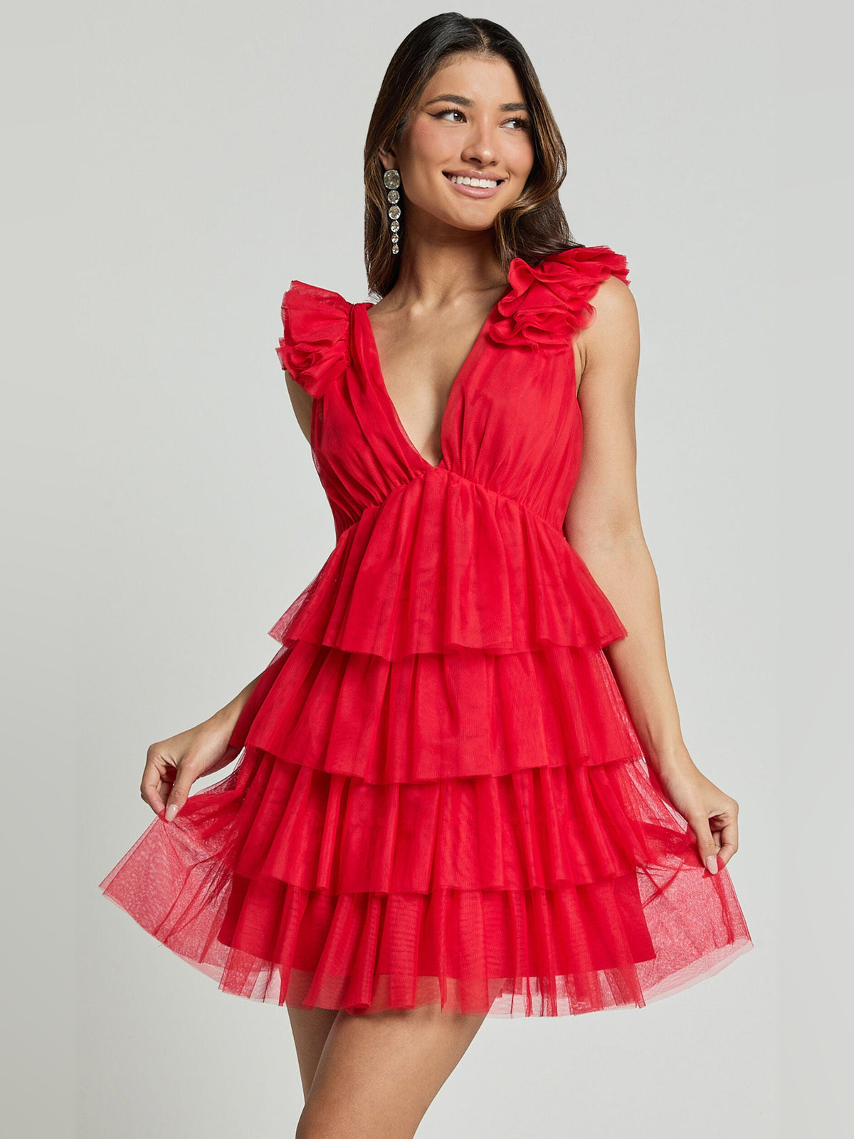 Tiered Mini Tulle Homecoming Dress for College Formal