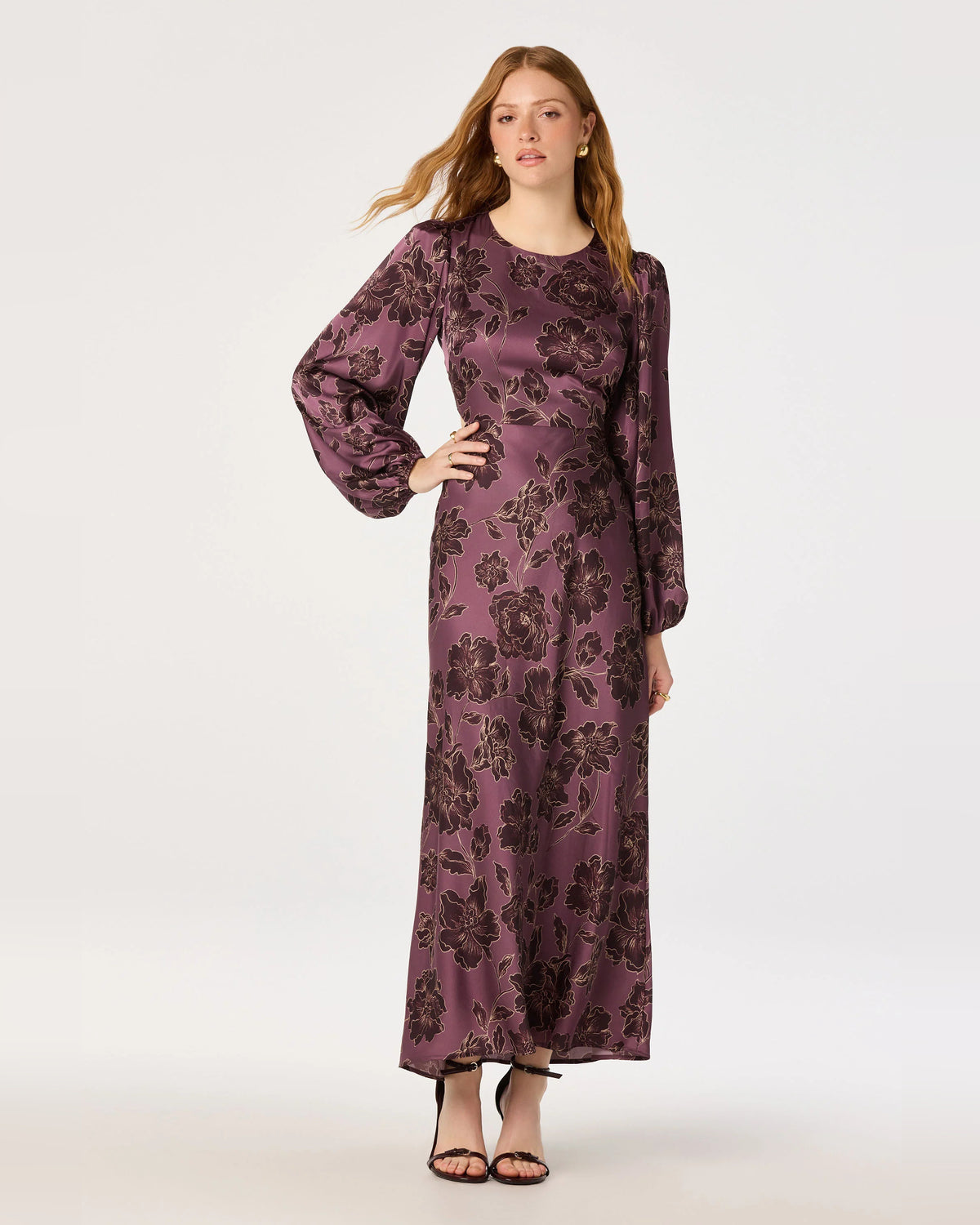 Floral Print Cutout Spaghetti Strap A-Line Maxi Formal Dress for Wedding Celebration