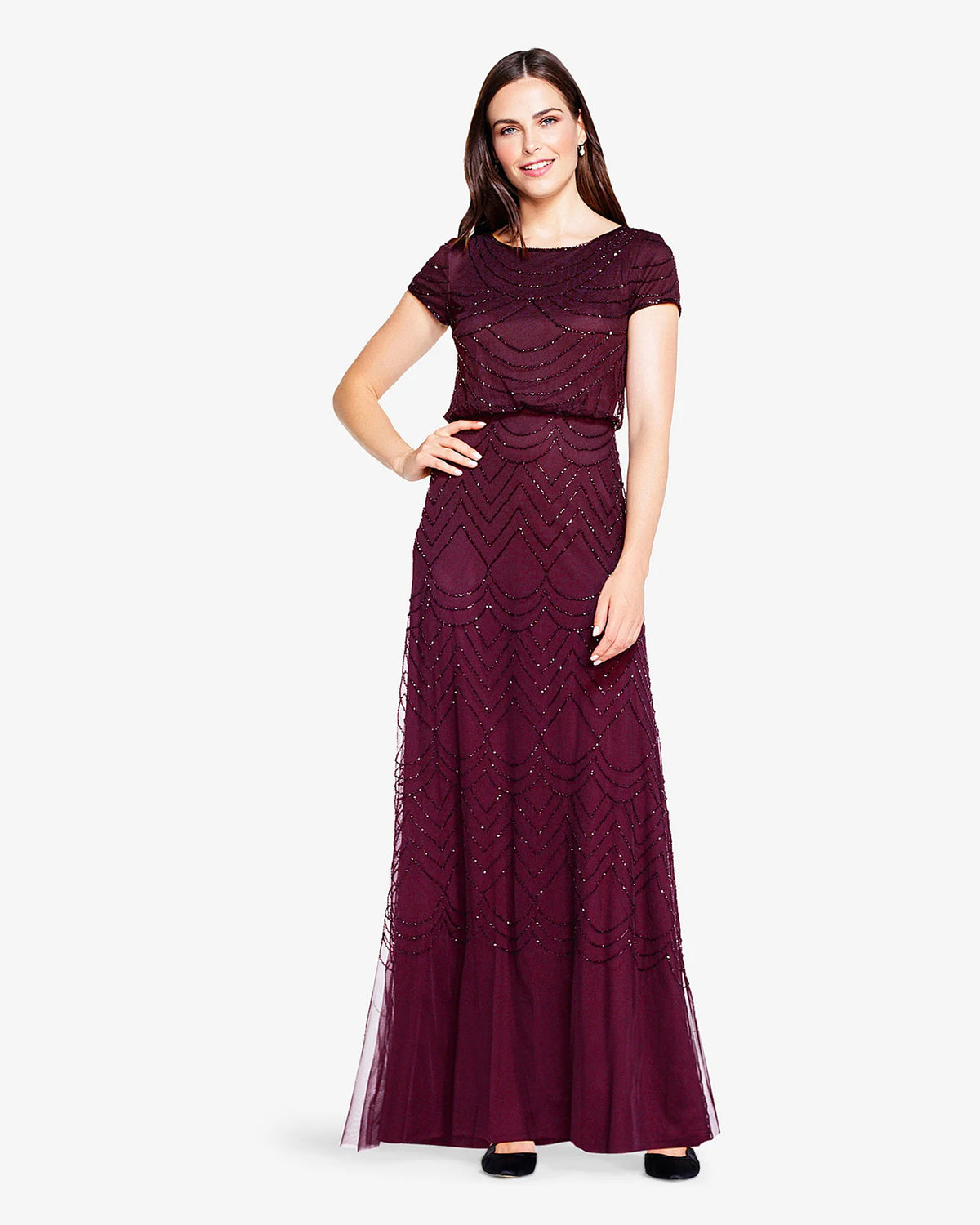 Beaded Bateau Neck A-Line Floor-Length Mother of the Bride Dress for Destination Wedding