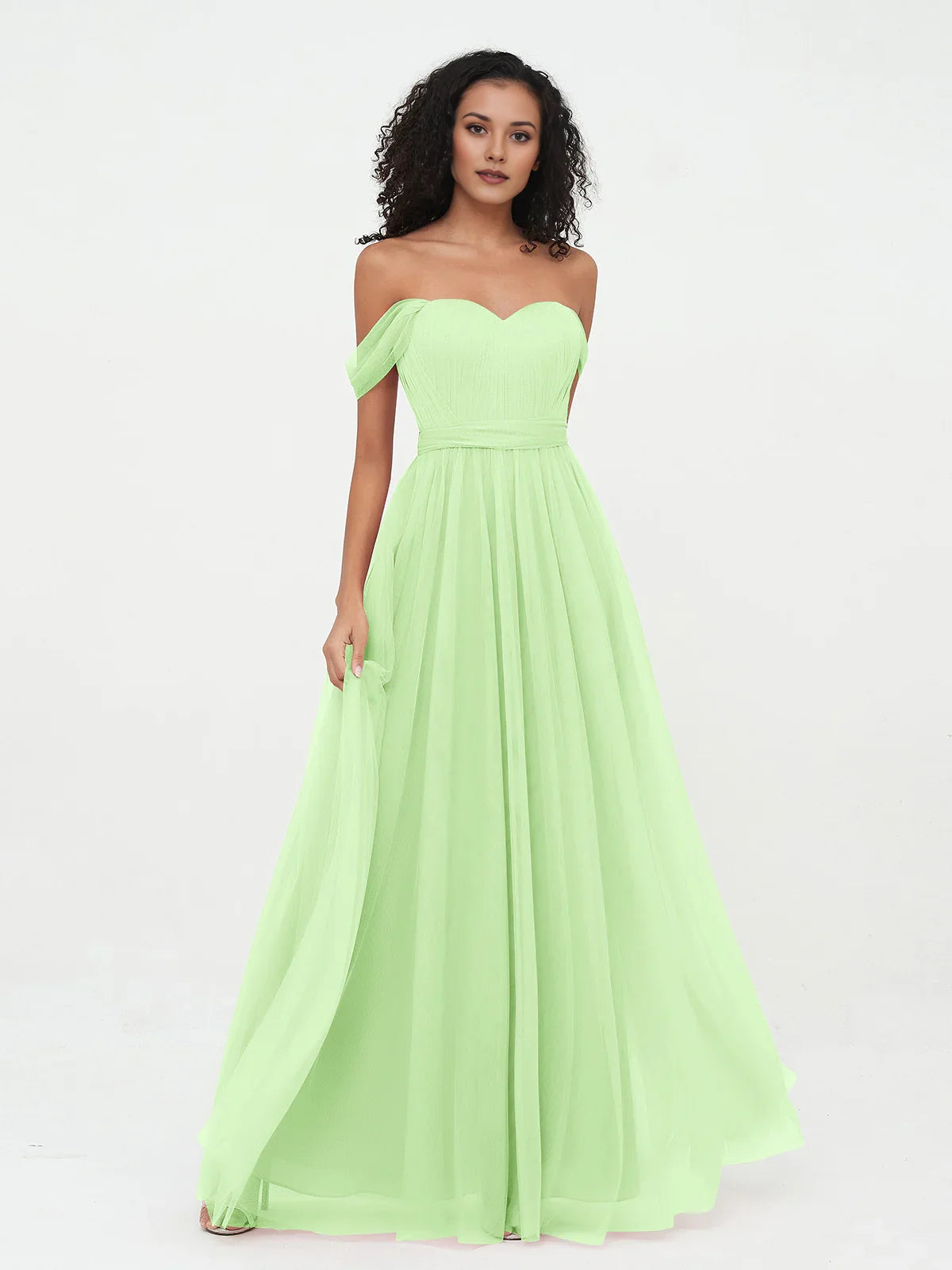 Pleated Draped Sweetheart A-Line Short Tulle Bridesmaid Dress for Church Wedding
