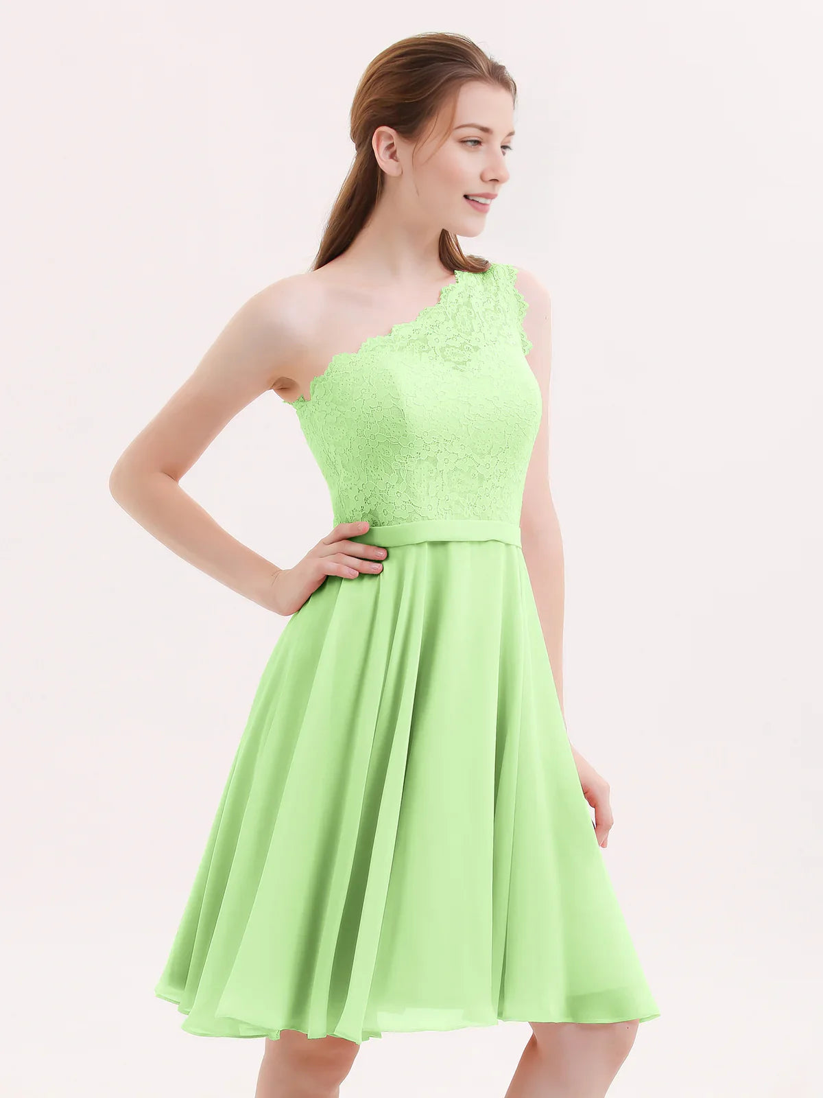 One Shoulder A-Line Short Chiffon Homecoming Dress for Evening Celebration