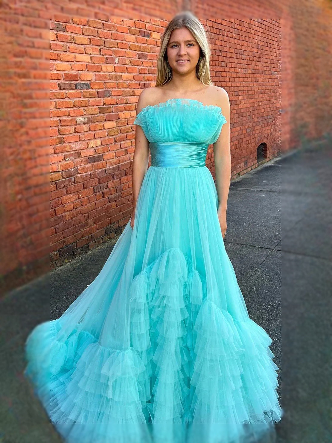 Ruched Draped Ruffled Sweetheart A-Line Maxi Tulle Prom Dress for Evening Event