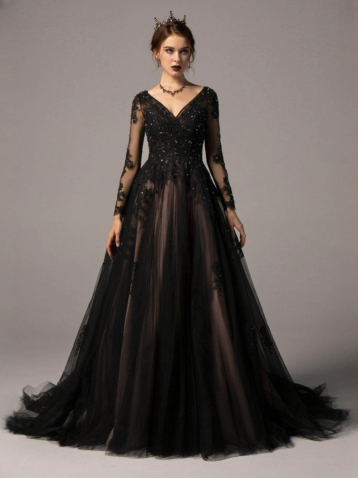 Corset Cut-Out Floral V Neck A-Line Floor-Length Satin Wedding Dress for Formal Reception