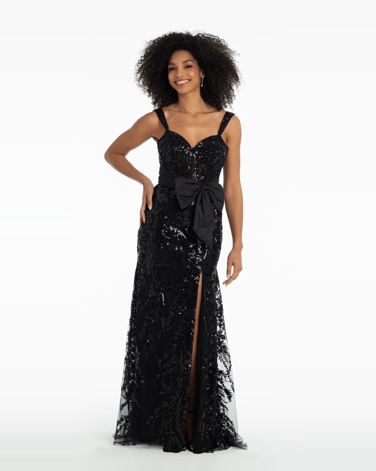 Corset Side-Slit Sweetheart Column Maxi Prom Dress for Winter Formal
