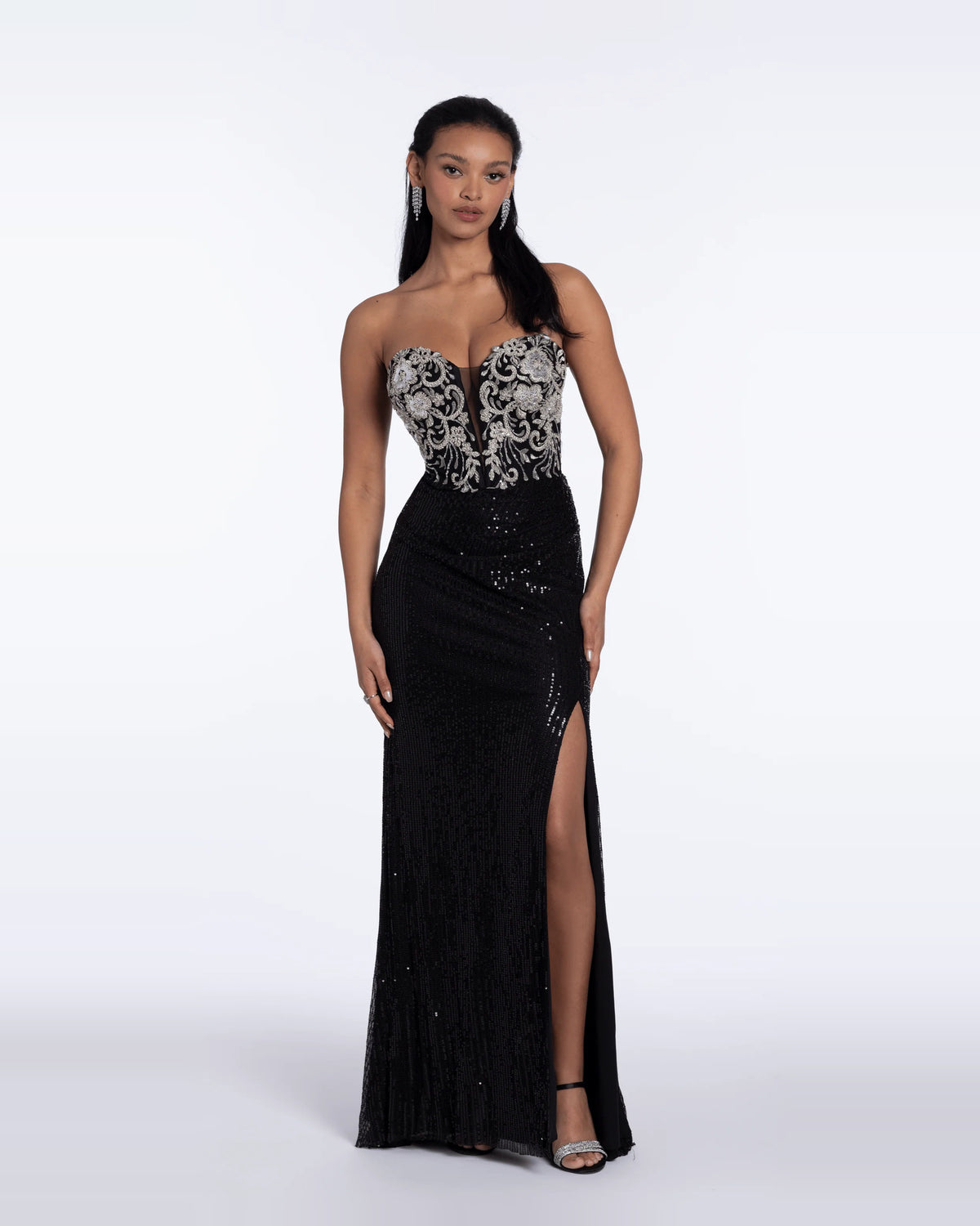 Ruched Side-Slit Strapless Column Maxi Prom Dress for Spring Formal