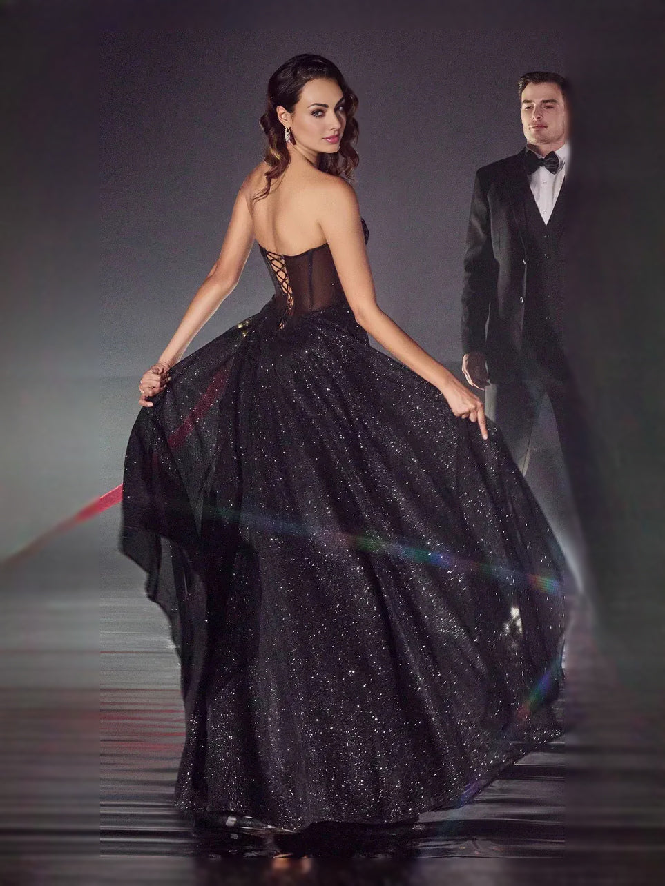 Corset Glitter Sweetheart Ball-Gown Floor-Length Tulle Prom Dress for Prom Night