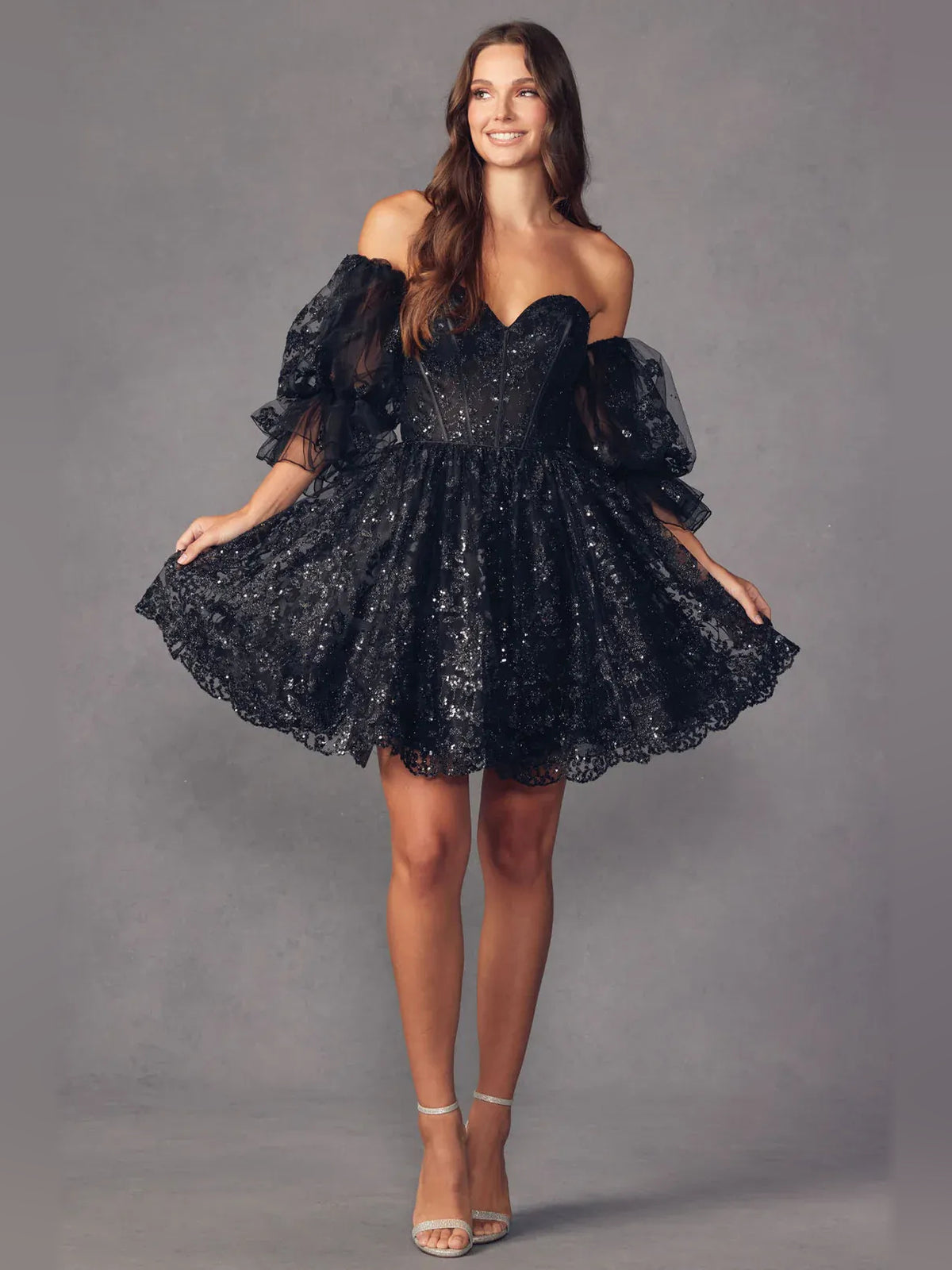 Corset Glitter Sweetheart A-Line Short Tulle Homecoming Dress for Estate Wedding