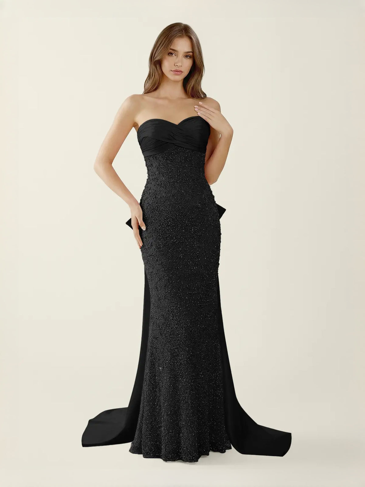 Ruched Draped Sweetheart Mermaid Maxi Satin Prom Dress for Celebration Dinner