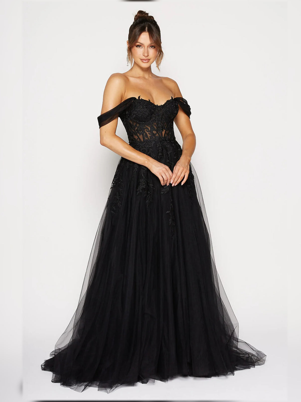 Floral Print Off-The-Shoulder Short Sleeves Maxi Romantic Formal Dress