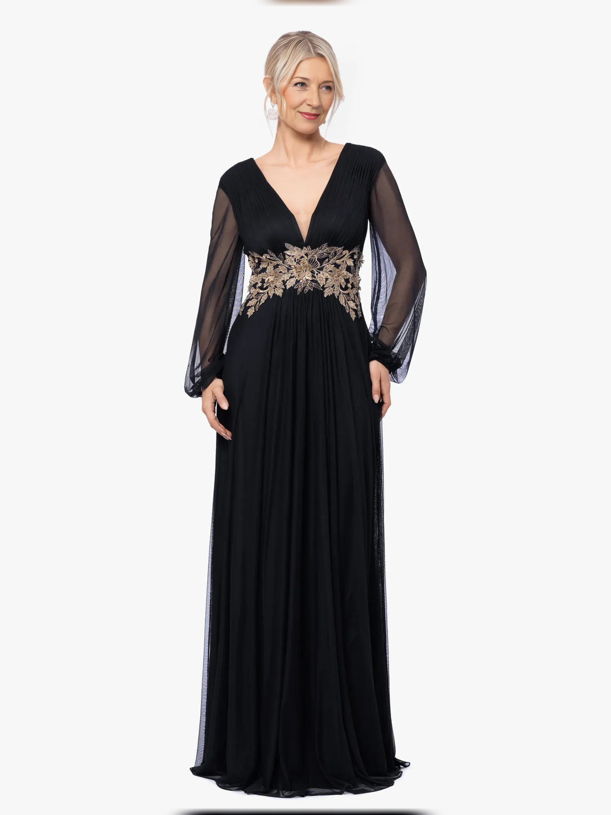 Embroidered V Neck A-Line Maxi Mother of the Bride Dress for Seaside Wedding