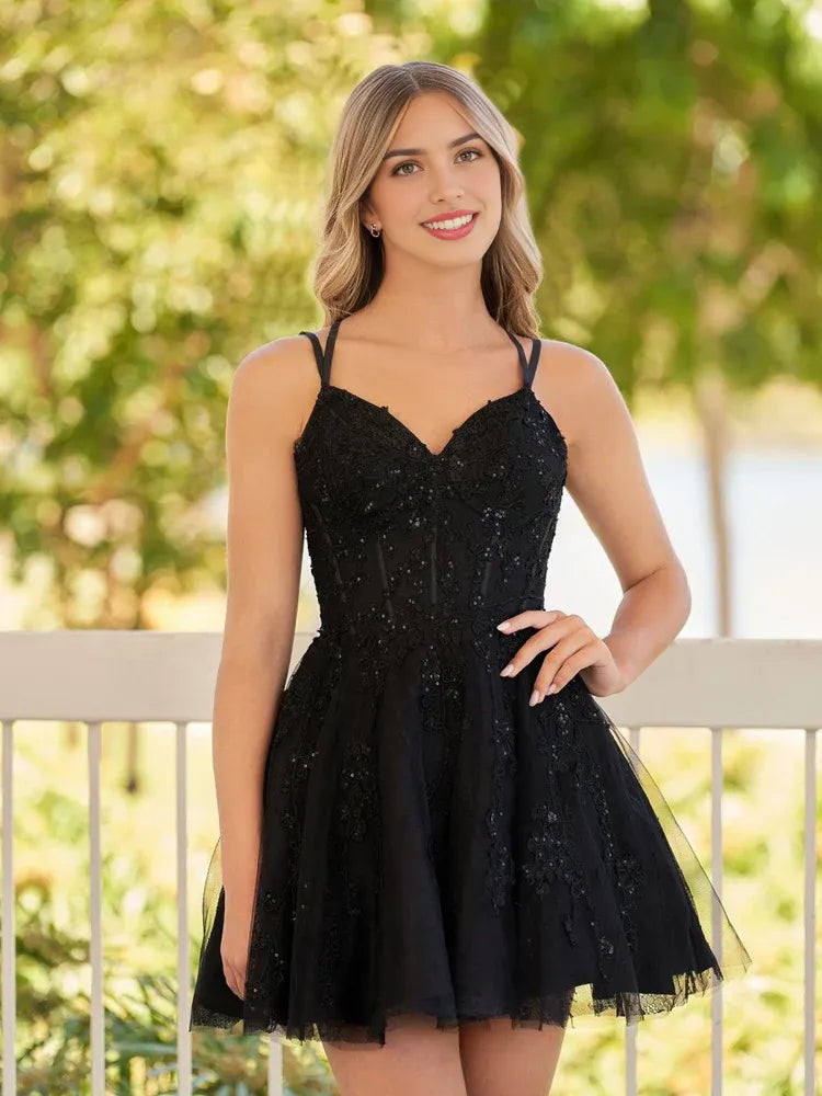 Corset Sweetheart A-Line Mini Tulle Homecoming Dress for Evening Ceremony