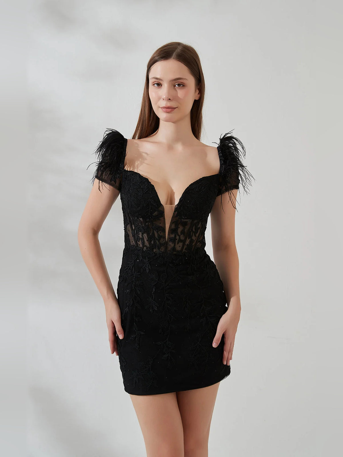 Corset V Neck Sheath Mini Homecoming Dress for Evening Wedding