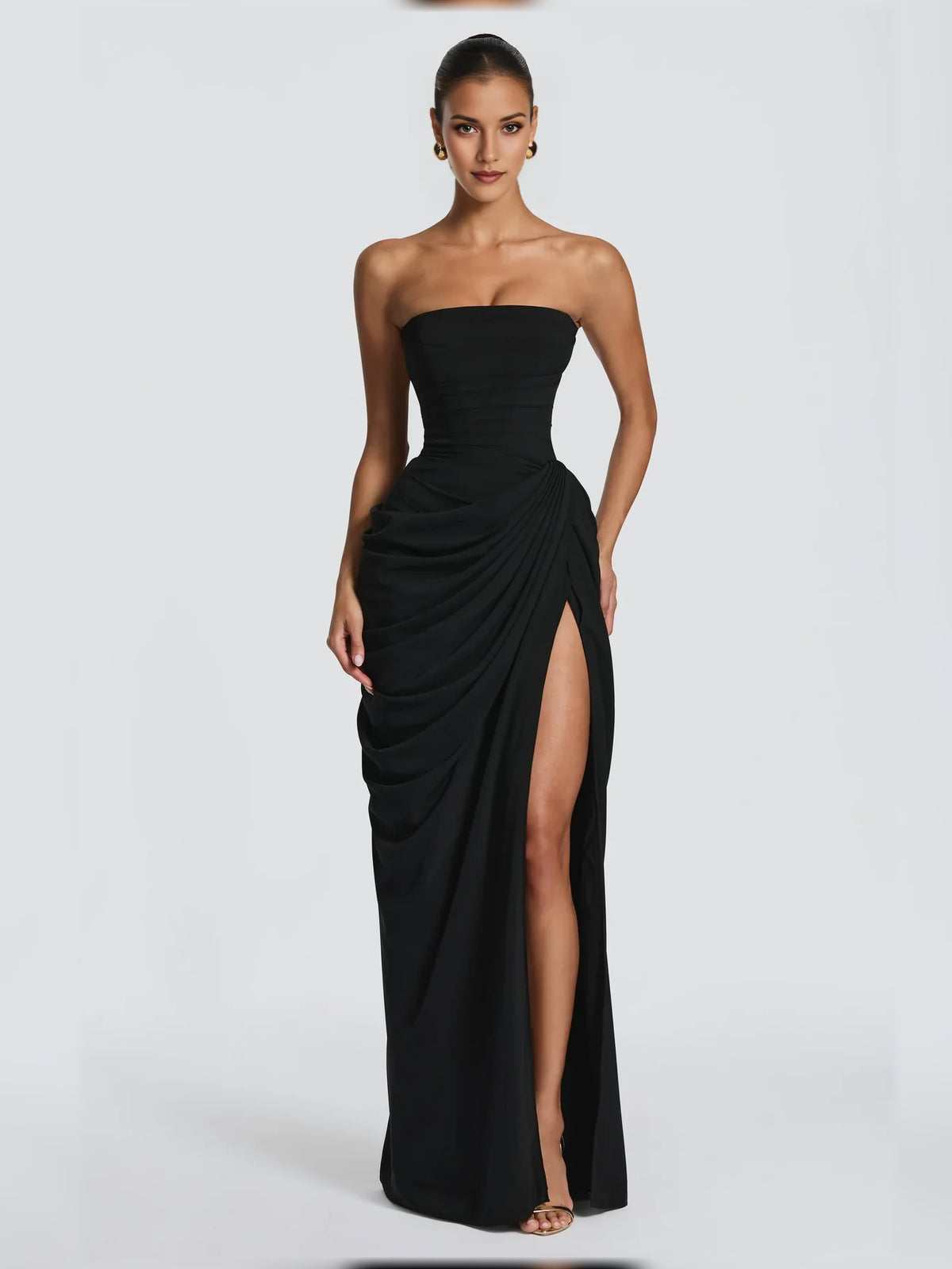 Off-The-Shoulder Corset Ruching Floor-Length Light Formal Dress