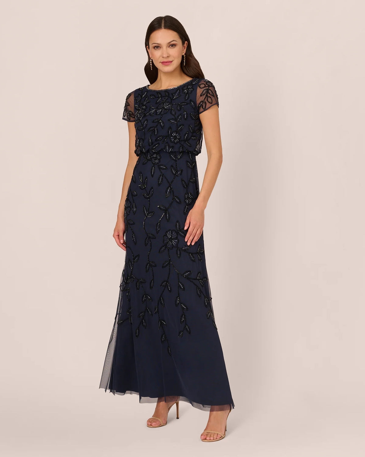 Short-Sleeve A-Line Maxi Mother of the Bride Dress for Formal Reception