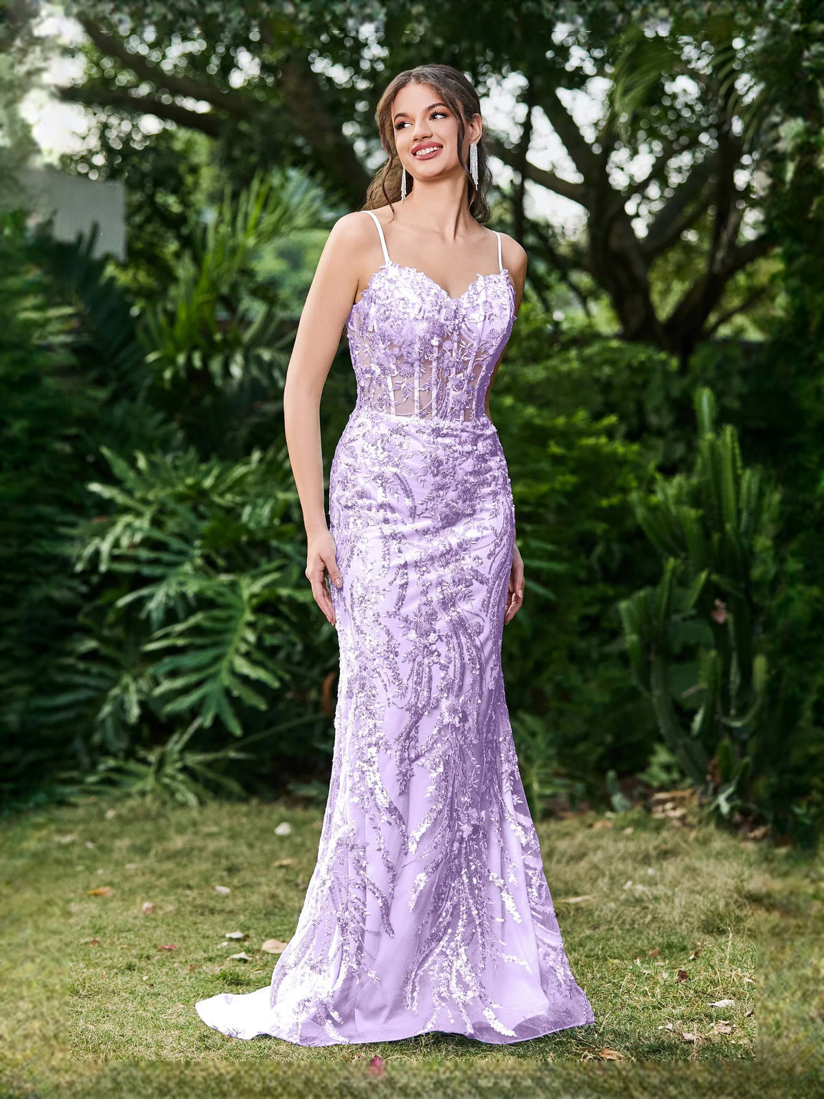 Corset Embroidered Sweetheart Mermaid Floor-Length Tulle Prom Dress for Gala
