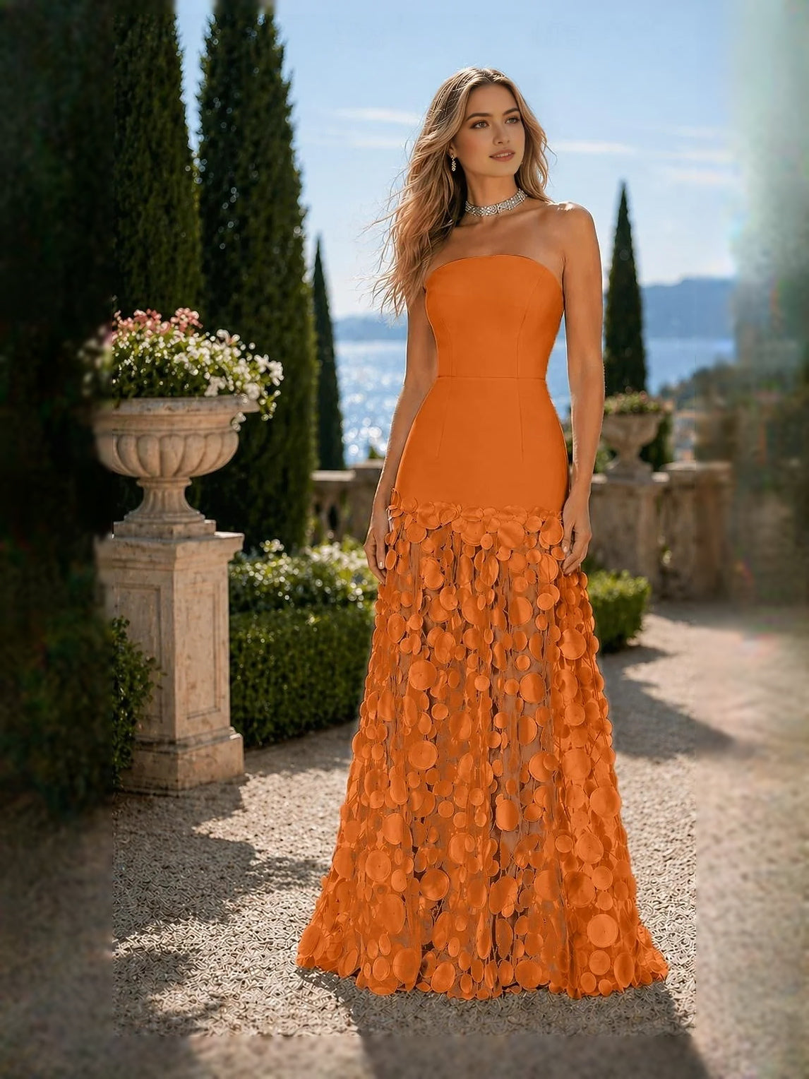 Layered Strapless Mermaid Floor-Length Tulle Prom Dress for Formal Party