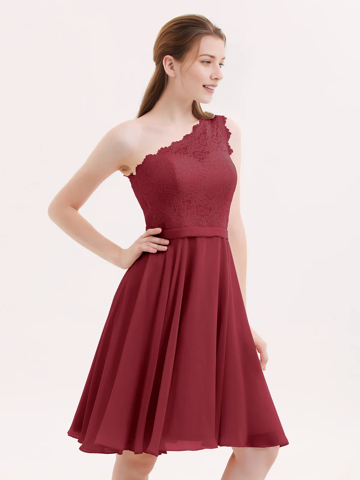 One Shoulder A-Line Short Chiffon Homecoming Dress for Evening Celebration