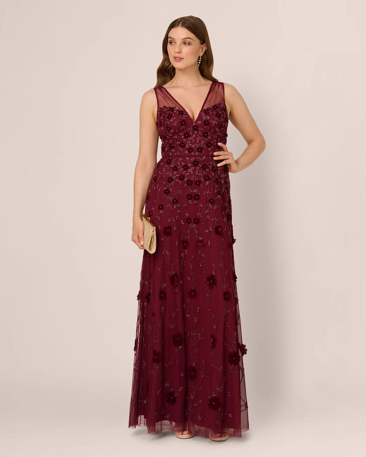 Floral Print A-Line Maxi Mother of the Bride Dress for Gala Dinner