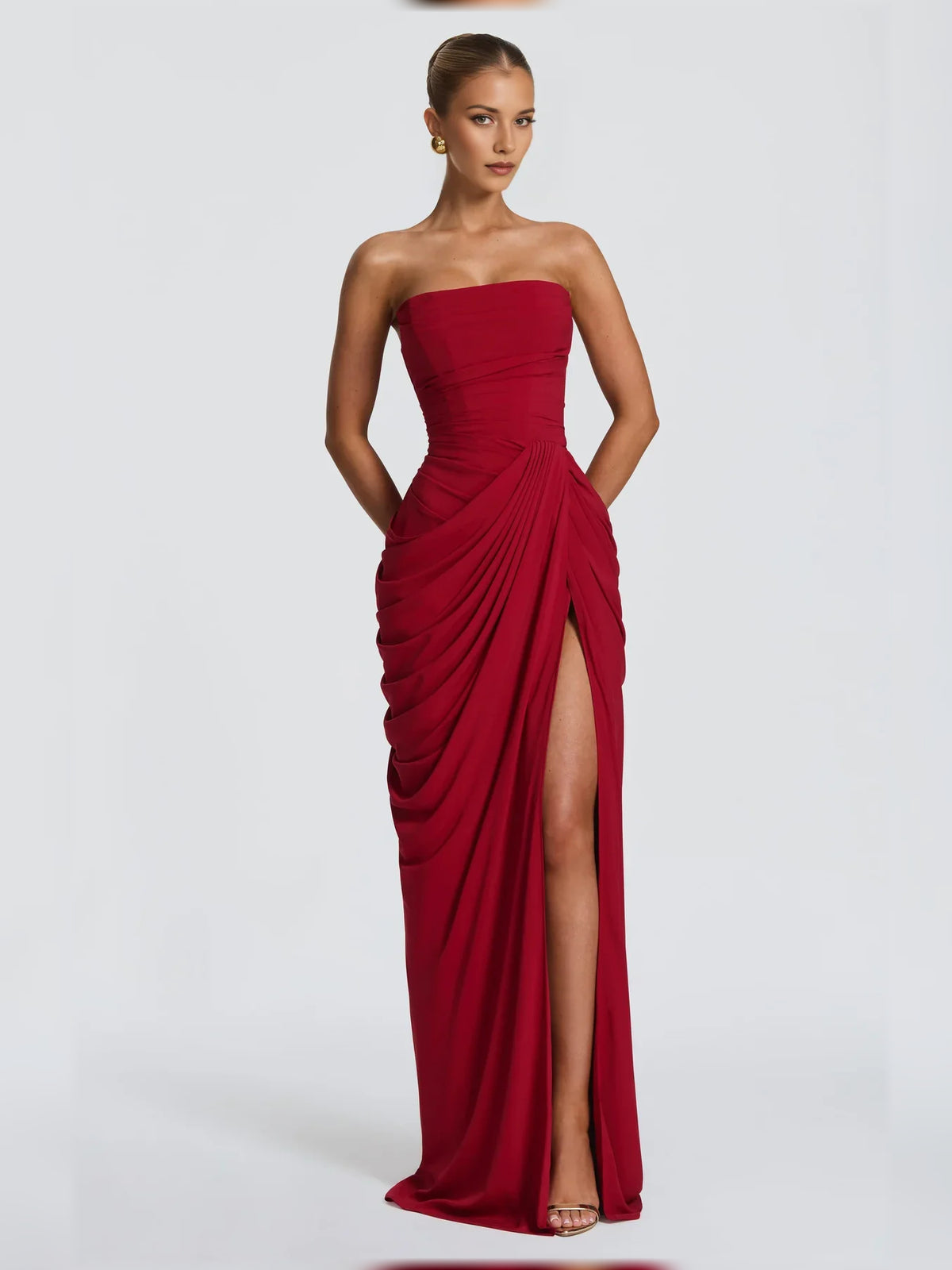 Off-The-Shoulder Corset Ruching Floor-Length Light Formal Dress