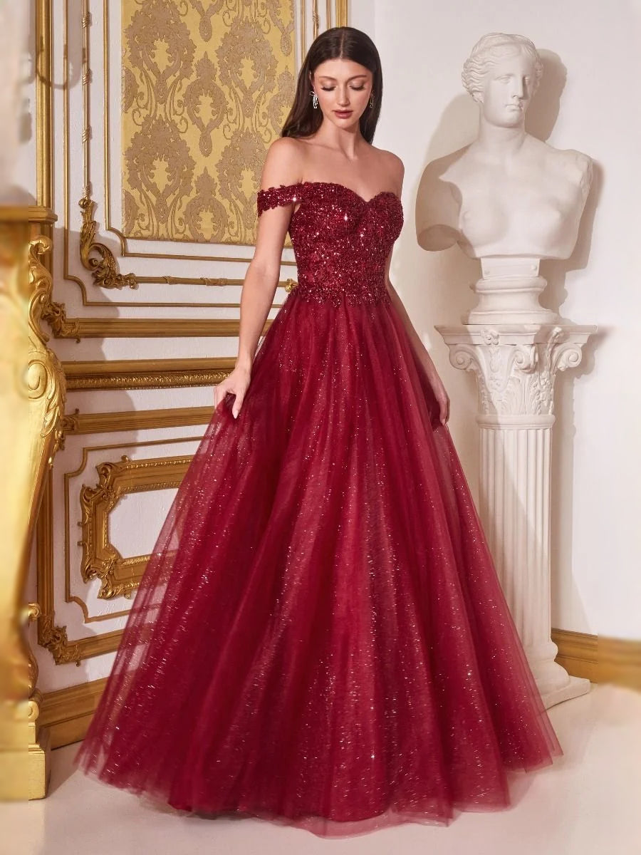 Draped Layered Sweetheart A-Line Floor-Length Tulle Prom Dress for Winter Formal