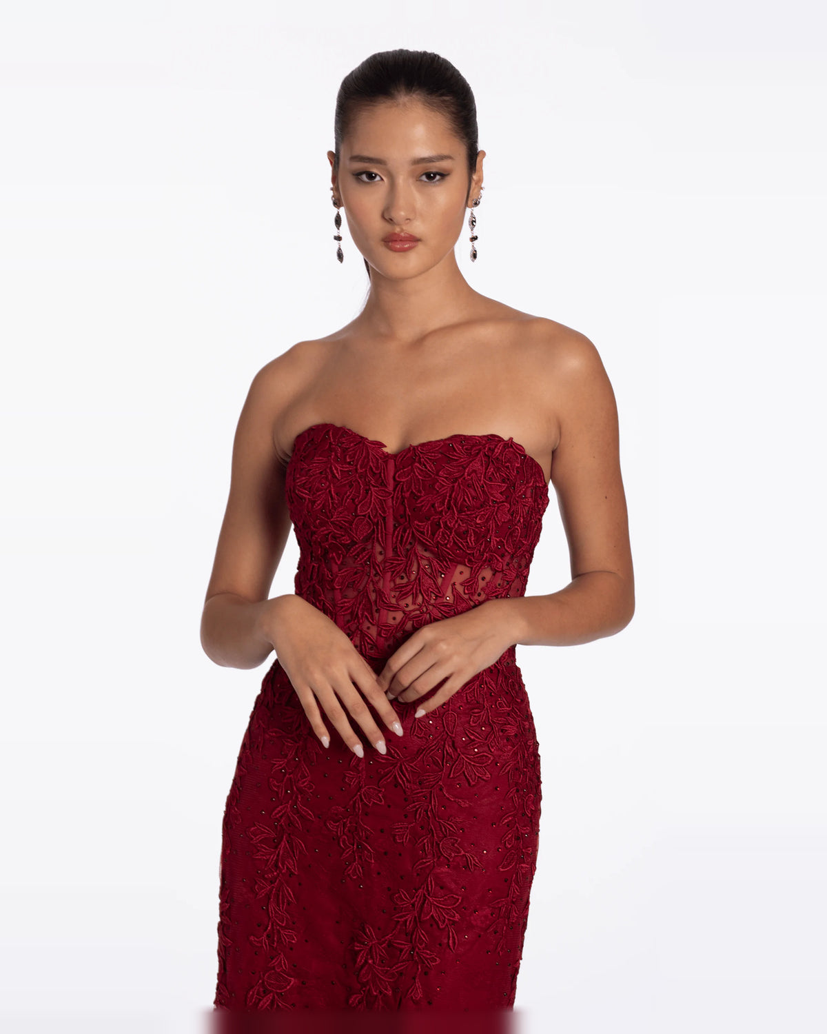 Corset Side-Slit Strapless Column Maxi Prom Dress for Awards Dinner