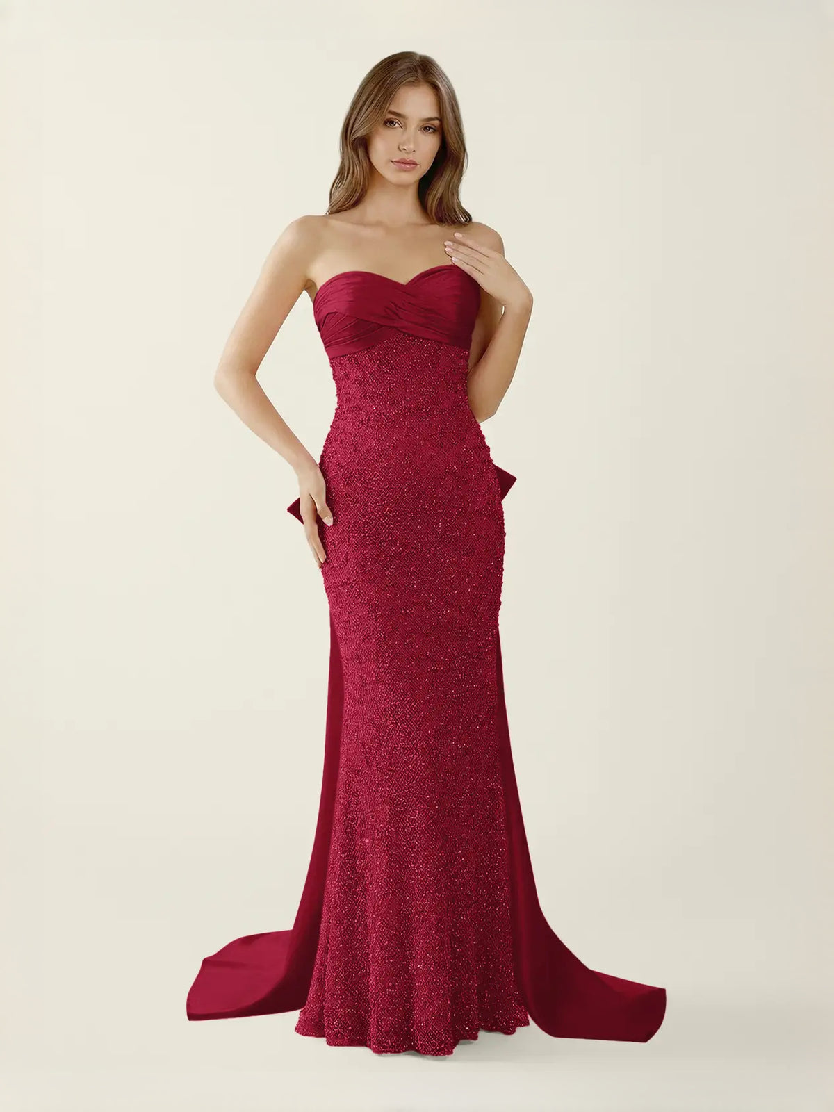 Ruched Draped Sweetheart Mermaid Maxi Satin Prom Dress for Celebration Dinner