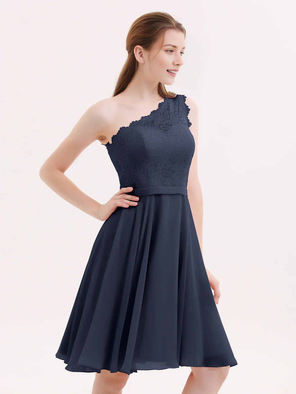 One Shoulder A-Line Short Chiffon Homecoming Dress for Evening Celebration