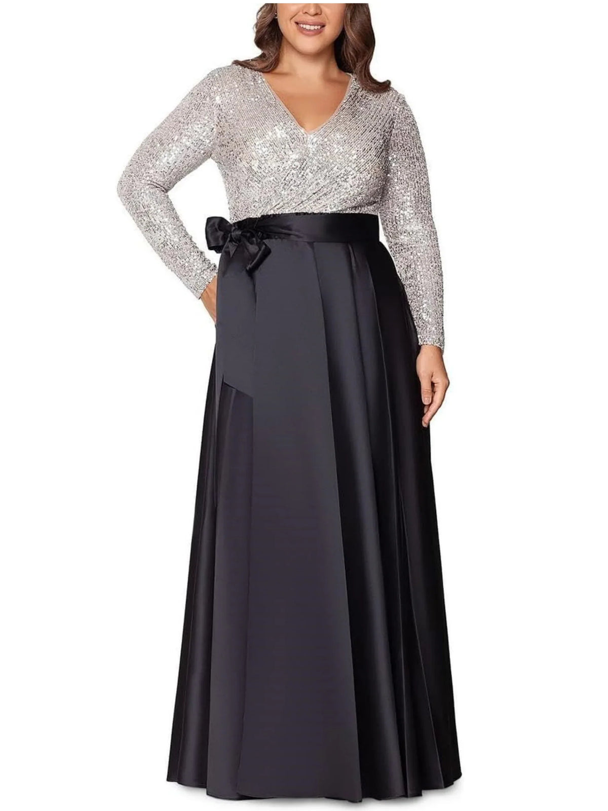 Floral Print V Neck Floral Appliqué Floor-Length A Formal Dress