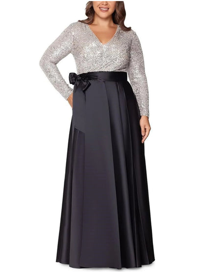 Floral Print V Neck Floral Appliqué Floor-Length A Formal Dress