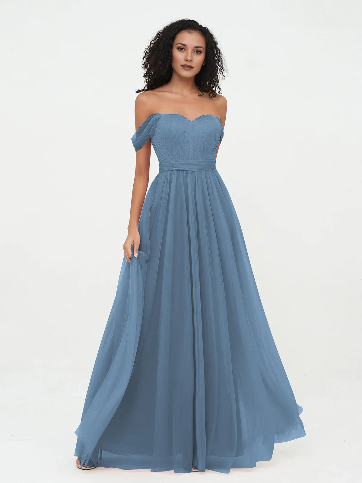 Pleated Draped Sweetheart A-Line Short Tulle Bridesmaid Dress for Church Wedding
