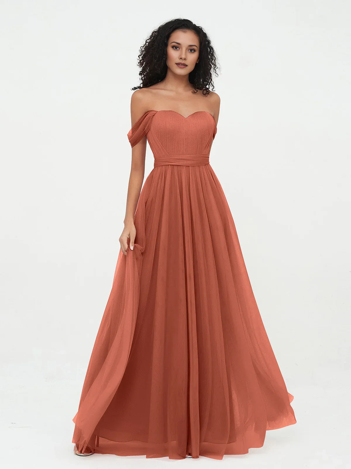 Pleated Draped Sweetheart A-Line Short Tulle Bridesmaid Dress for Church Wedding