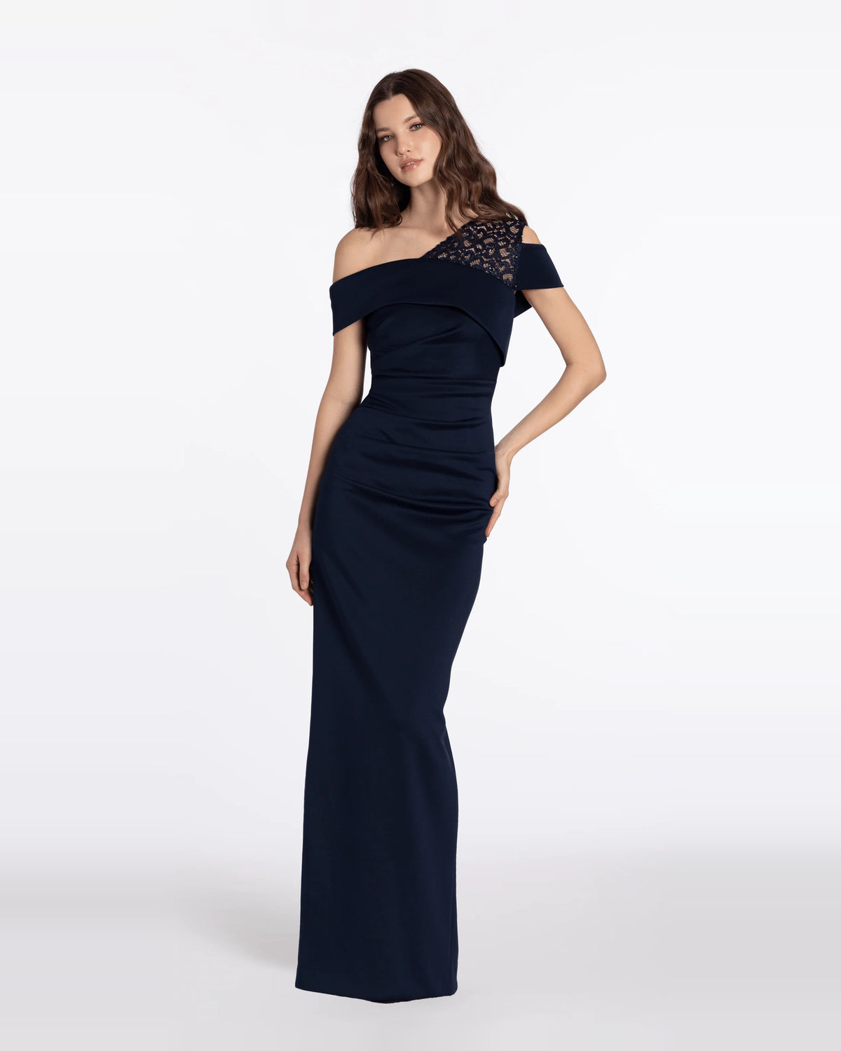 Back-Slit One Shoulder Column Maxi Prom Dress for Evening Banquet