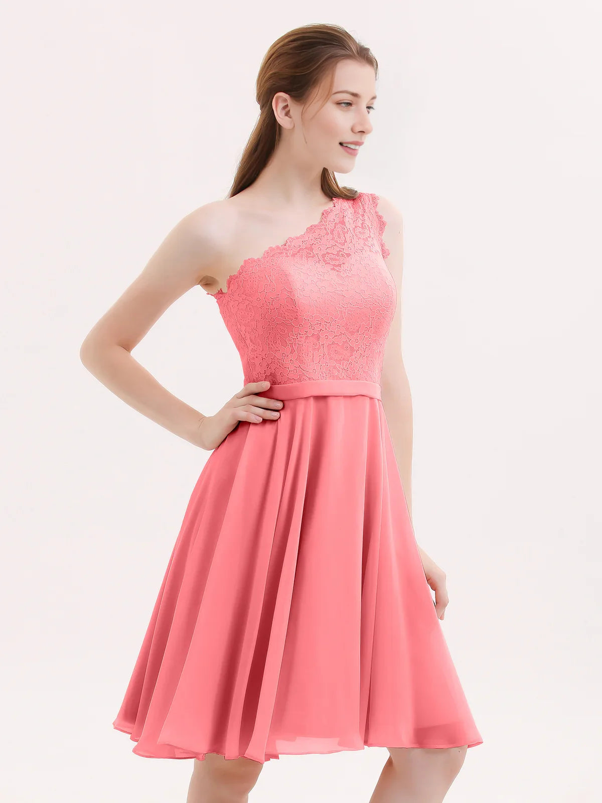 One Shoulder A-Line Short Chiffon Homecoming Dress for Evening Celebration