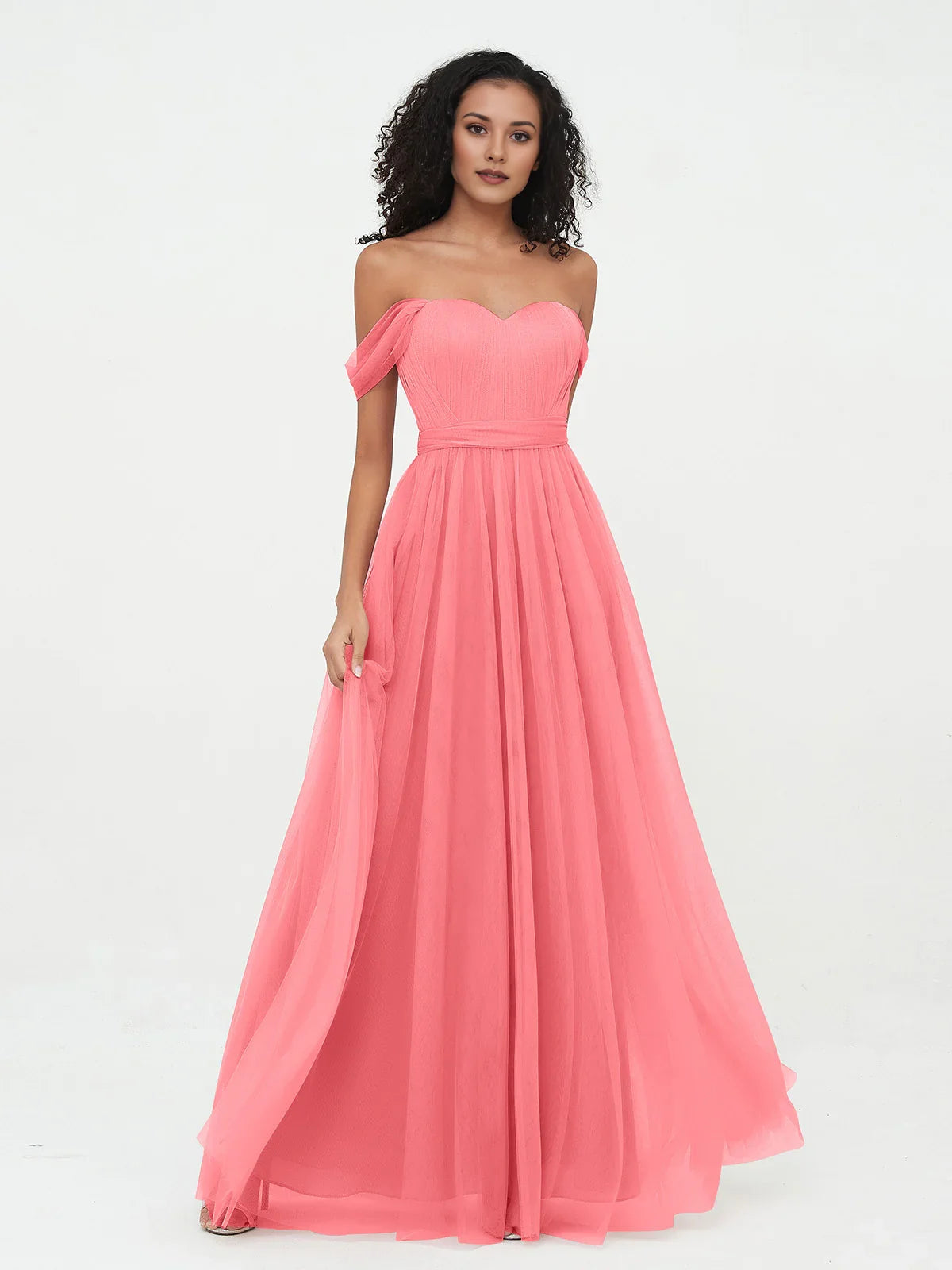 Pleated Draped Sweetheart A-Line Short Tulle Bridesmaid Dress for Church Wedding