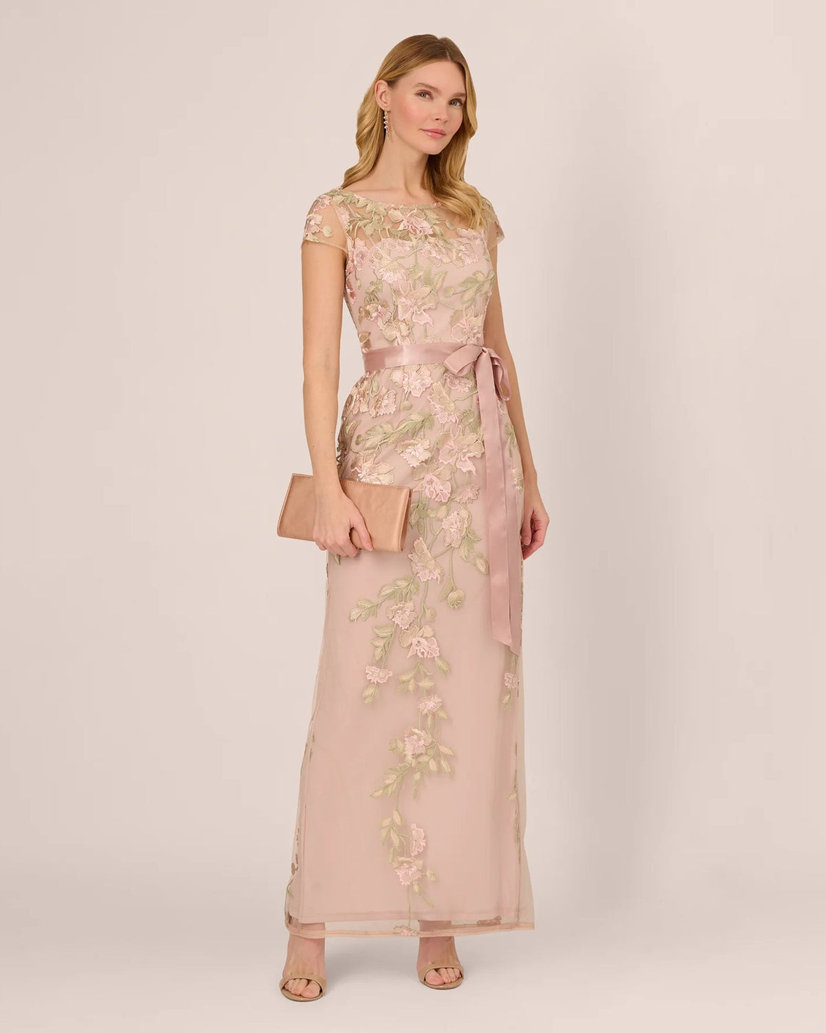 short-sleeve a-line maxi mother of the bride dress - image 8