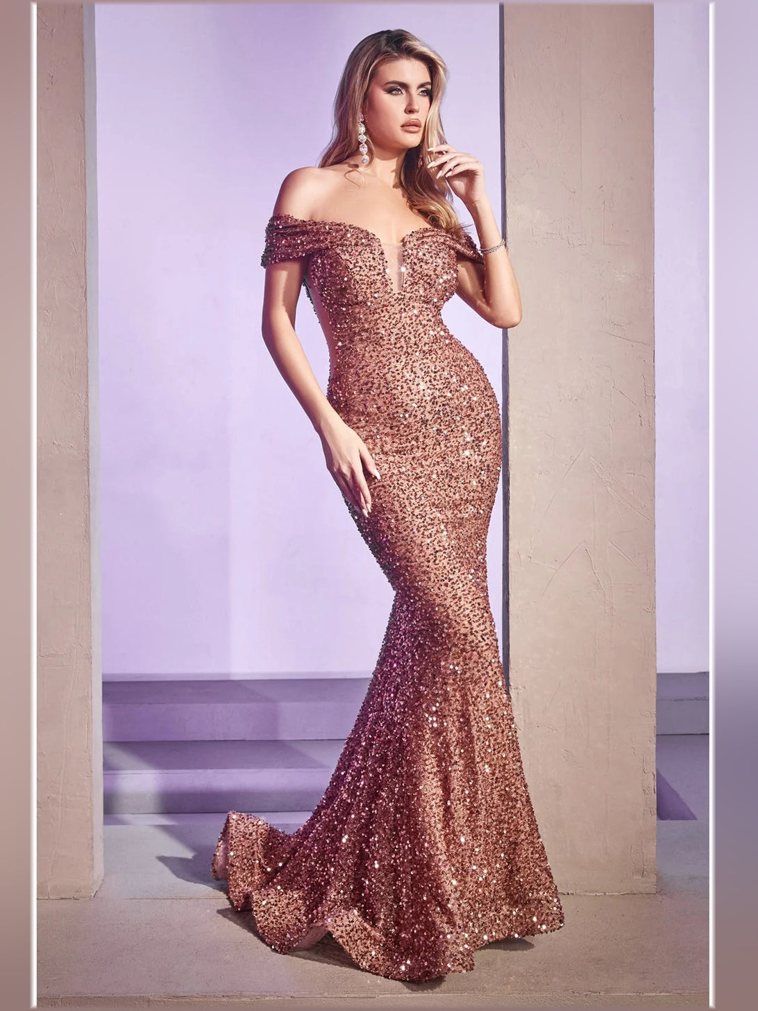 Draped Layered V Neck Mermaid Floor-Length Prom Dress for Gala