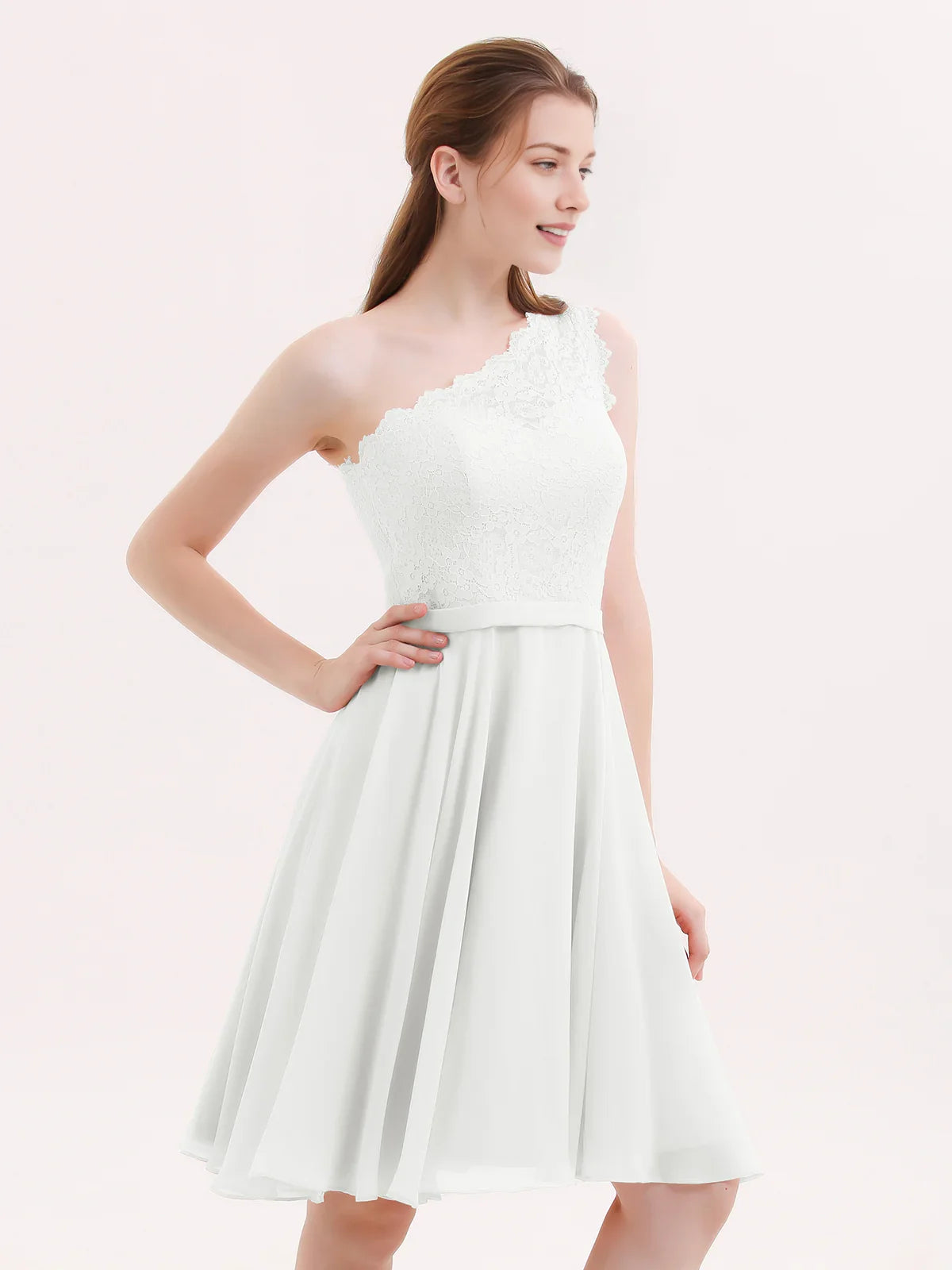 One Shoulder A-Line Short Chiffon Homecoming Dress for Evening Celebration